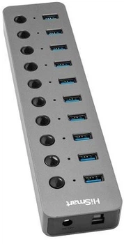 USB-хаб Eurodigital USB 3.0 на 10 портів USB Type-A із зовнішнім живленням (CA915125)