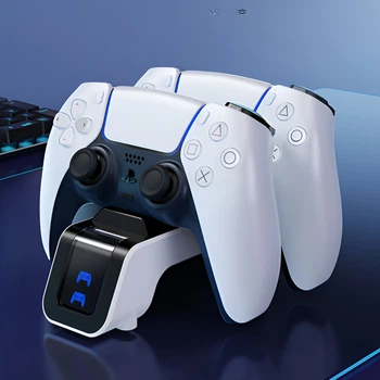 Зарядная станция для PS5 DualSense Aolion для двух геймпадов быстрая зарядка подставка белый