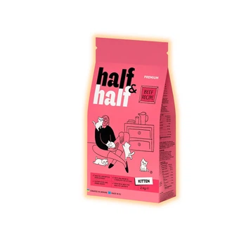 Сухий корм Half&Half із яловичиною для кошенят усіх порід, 2 кг