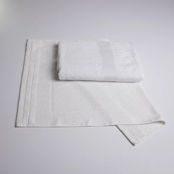 Набір банних махрових рушників з Бордюром 2шт GM Textile 50х70см, 70х140см (Білий)