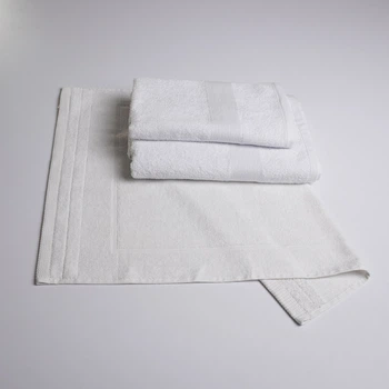 Набір банних махрових рушників з Бордюром 3шт GM Textile 50х70см, 50х90см, 70х140см (Білий)
