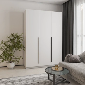 Шафа 3-дверна MebelStar Оскар МДФ Ultra Mat BL-B, додаткова штанга 150x52x220 см Аляска біла/Білий (MBS-5707)