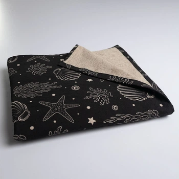 Пляжное полотенце большое тонкое махровое с принтом GM Textile 70х150 см 300 г/м2 (Черный)