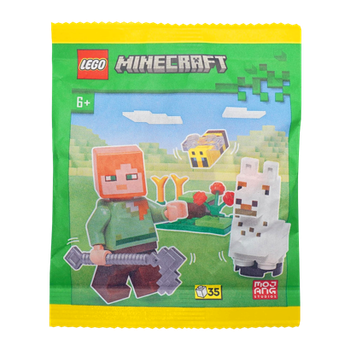 Конструктор Lego Фигурка Alex, Baby Llama and Bee Paper Bag Minecraft 662308 min017