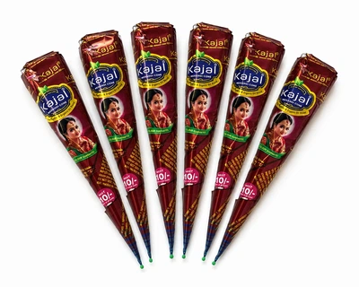Набір натуральної хни для мехенді коричнева в конусі Organic Kajal 150 г