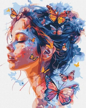 Картина по номерам Идейка Девушка и бабочки ©art_selena_ua, 40 х 50 см (KHO8458) (Без коробки)