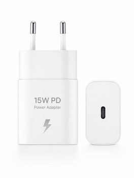 Сетевое зарядное устройство для Samsung 15W PD USB Type-C Fast Charging, быстрая зарядка, белое
