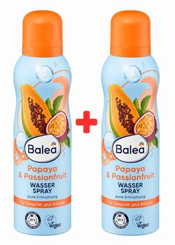 Освіжаючий спрей для обличчя та тіла Balea Aqua Papaya & Passionfruit 150 мл + 150 мл у подарунок