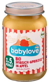 Органічний фруктовий перекус Babylove персик та абрикос у яблуках, 190 г