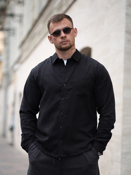 Мужская рубашка классическая однотонная Tencel Comfort Черная XL