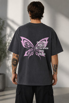 Чоловіча оверсайз футболка Butterfly M сіра графіт