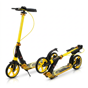 Самокат двоколісний складаний з колесами 200 мм і дисковим гальмом Scooter Prime 1364 Yellow-Black