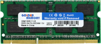 Оперативная память Golden Memory 2GB SODIMM DDR3 1600MHz (GM16S11/2)