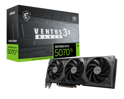 Видеокарта GeForce RTX 5070 Ti 16GB MSI Ventus 3X OC Black (RTX 5070 Ti 16G VENTUS 3X OC BLACK)