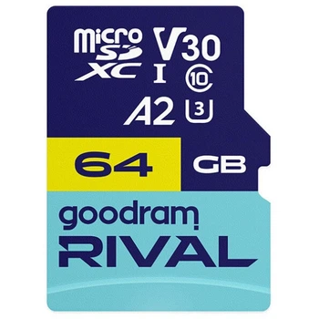 Карта пам'яті GoodRam RIVAL microSDXC 64GB V30 A2 (UHS I U3) + ad (7284586)