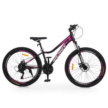Велосипед гірський 26" Profi Balance AM DD алюмінієва рама 13" на зріст 135-160 см чорно-рожевий (BL-26005)
