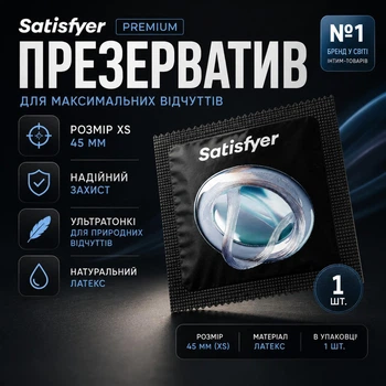 Презерватив Satisfyer 45 мм XS 1 шт, латексный презерватив для плотной посадки