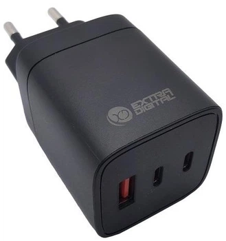 Ładowarka EXTRA DIGITAL GaN 2x USB Type-C USB Type-A 65 W PPS Black (SC230310)