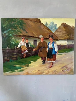 Картина маслом «Украинский двор. Сельская прогулка» 73×58 см — авторская ручная работа, интерьерная картина для дома, подарок, настенный декор