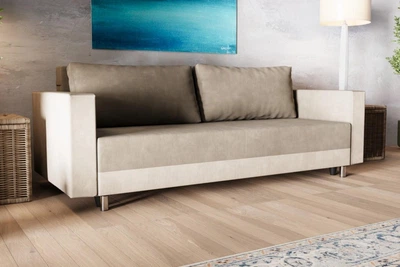 Прямой диван MÜNGER Sofa Ruhe 220x87x75, с механизмом еврокнижка, с обивкой из ткани Mars 03/ Mars 01