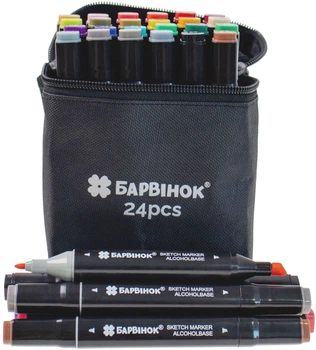 Набор скетч маркеров Барвінок двусторонних 24 шт (5-401-24) (4820287390252)