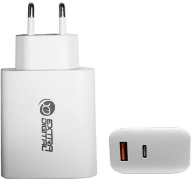 Ładowarka EXTRA DIGITAL GaN USB Type-C + USB Type-A 65 W PPS White (SC230259)