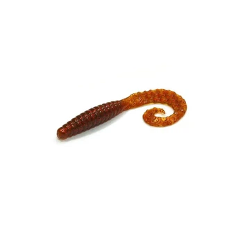 Твистер Bait Breath Curly Grub 2,5" Ur23 Тыква/красный силикон 12 шт