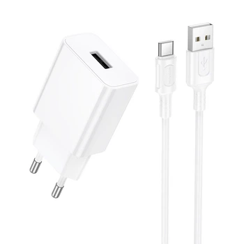 Мережевий зарядний пристрій BOROFONE BA110A Lemi single port charger set (Type-C) (EU) White (6941991126963)