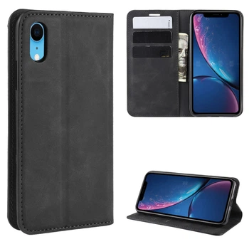Чехол Taba Retro-Skin для iPhone XR книжка кожа PU с визитницей черный