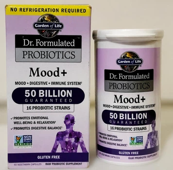 Пробіотик Garden of Life Dr. Formulated Probiotics Mood+ для травлення та підтримки настрою, 50 млрд КУО, ашваганда, 60 капсул, США