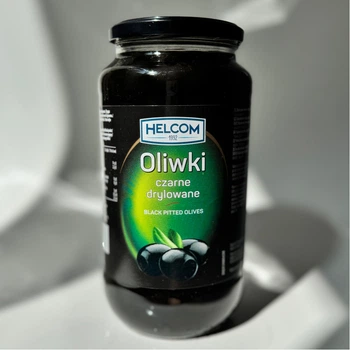 Оливки чорні Helcom без кісточки Pitted 330 г (скло)