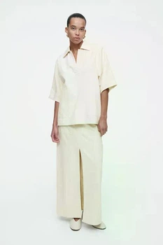 Сорочка поло жіноча COS oversized linen-twill polo shirt 1243596001 Eur 34 Бежевий