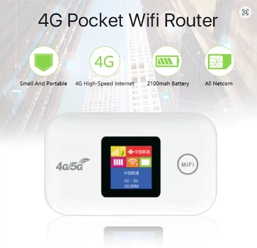 Портативный мобильный 4G Wi-Fi роутер со слотом для SIM-карты MiFi LTE (аккумулятор 2100 мАч, с дисплеем) — Белый