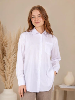 Блузка для девушек "Эмма" – белая oversize из коттона р164 р