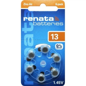 Батарейки повітряно-цинкові Renata ZA13, 6 шт.