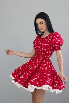 Жіноча міні сукня зі спідницею кльош Nenka L Червоний (nenka3709-L)