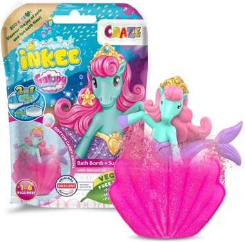 Бомбочка для ванны Craze INKEE Glittery Mermaid Bath Bomb + Surprise с ароматом сладкой ваты, сюрпризом и миндальным маслом.