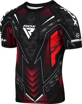 Футболка компрессионная RDX COMPRESSION SHIRT IMMAF-1 83% полиэстер 17% спандекс L черный, красный