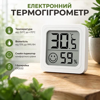 Электронный термогигрометр TeverHub, 11х44х44 мм, белый