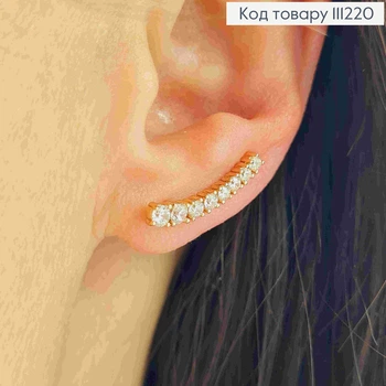 Серьги крючки с Блестящими камешками, размер 2см, Xuping 18K