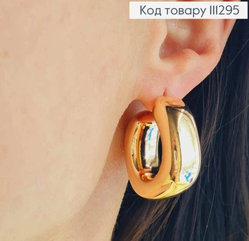 Сережки гвіздки "Об'ємні" (квадратні), довжина 3,2см, Xuping 18K