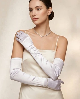 Довгі вечірні рукавички s/m/l білий (30r012)