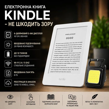 Электронная книга Amazon Kindle 10Gen, White, 8Gb + Подарок (фонарик 6 в 1)