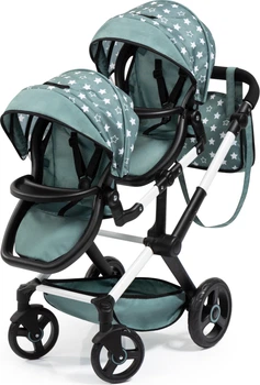 Коляска для ляльок-близнюків Bayer Design Xeo Twin Сіра із зірочками (4003336267587)