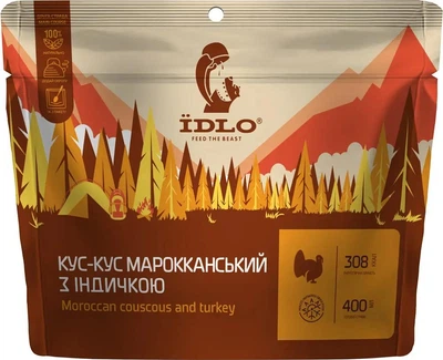 Кускус ЇDLO Марокканский с индейкой быстрое готовое питание для полевых условий без консервантов и ГМО