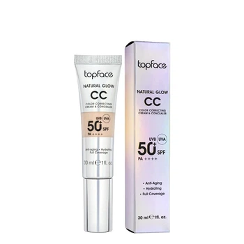 Тональний СС крем Natural Glow CC Cream & Concealer SPF50 TopFace PT472 №001 Світло-бежевий холодний, 30 мл