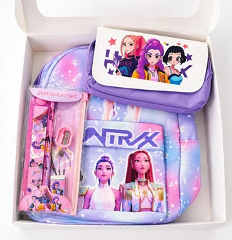 Подарочный набор K-POP Huntrix – рюкзак, пенал на 3 отделения, блокнот, канцелярский набор
