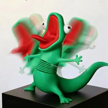 Подвижная ящерица Том на пружине. Lizard Tom — антистресс-игрушка, фигурка персонажа из мультфильма «Хопс».