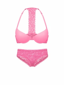 Женский комплект белья Victoria's Secret лиф и трусики чики 1160697193 (Розовый 36C/M)