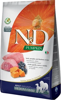 Беззерновий сухий корм для собак середніх та великих порід Farmina N&D Pumpkin, з ягням, гарбузом і чорницею, 2.5 кг